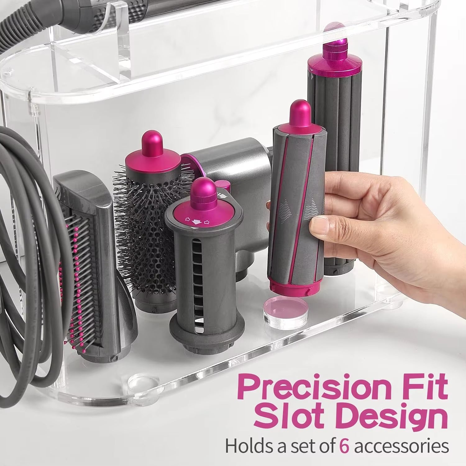 Holder Compatible with Dyson Airwrap Styler Accessories Acrylic 6 Holes Countertop Organizer Stand Desktop for Bathroom